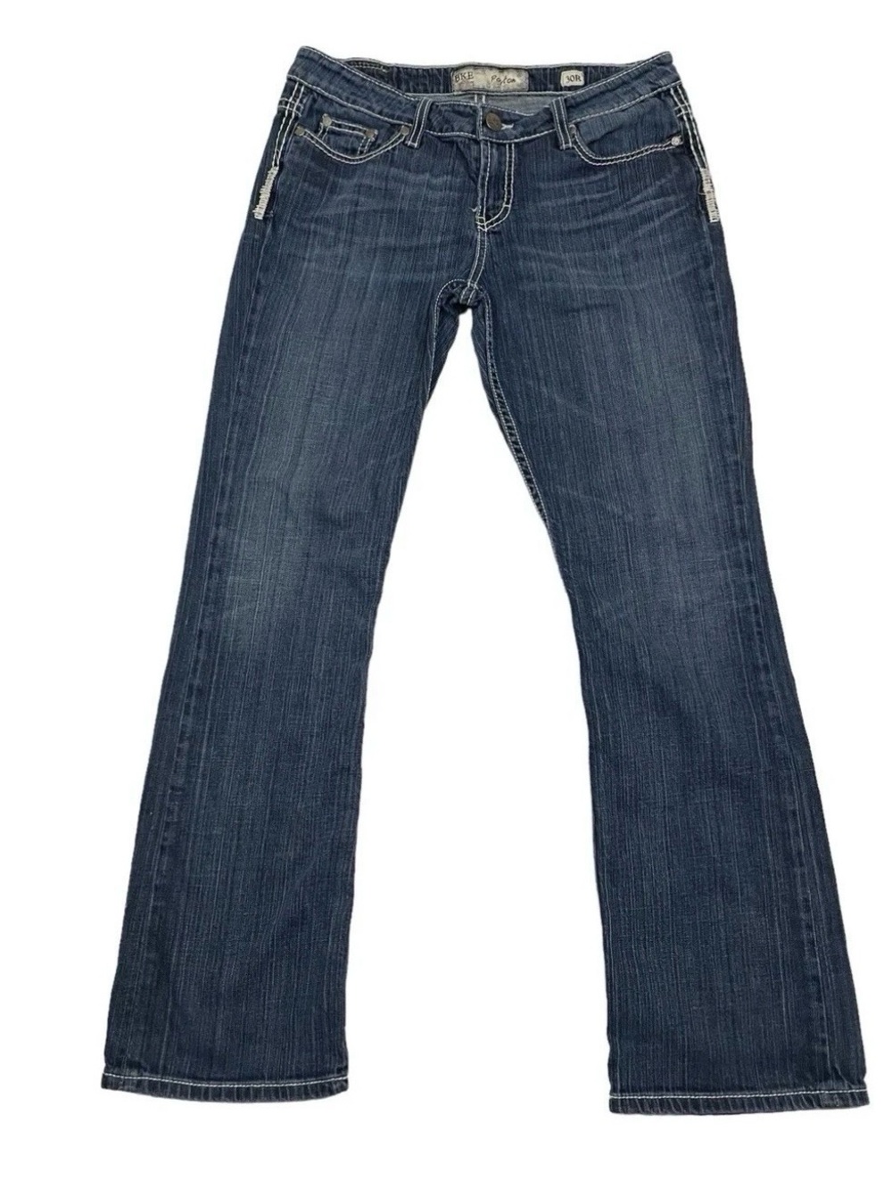 Womens BKE Payton Bootcut Jeans Darkwash Sz 30R Thick Stitch Western Jeans